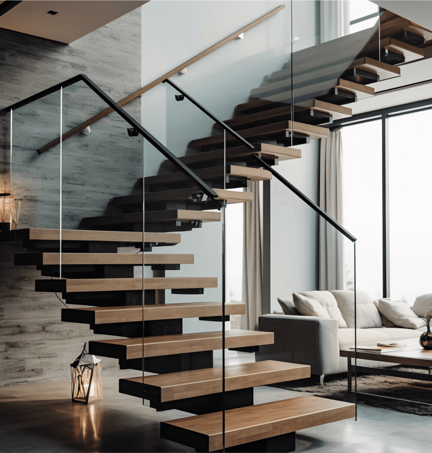Modern architectural staircase interior
